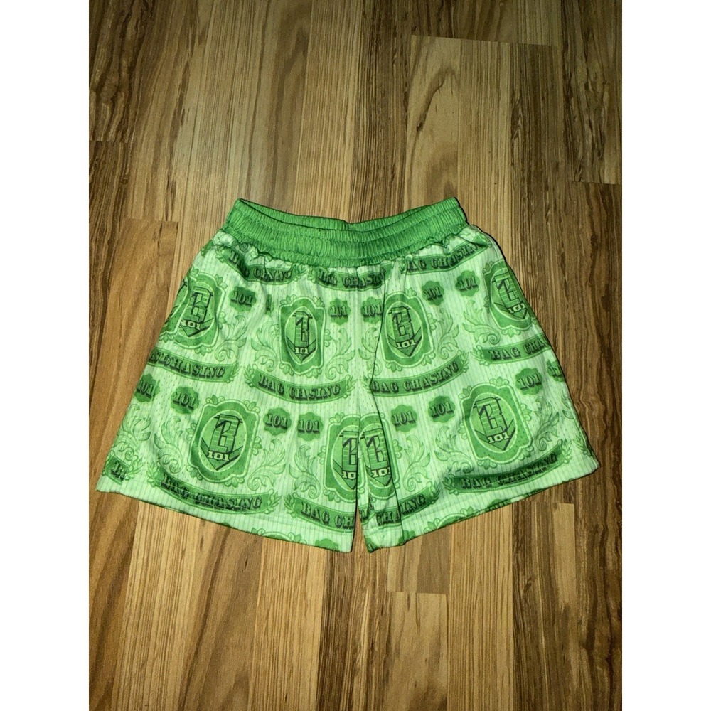 Baseball Lifestyle 101 Bag Chaser Shorts Youth M Green Money Print Athletic